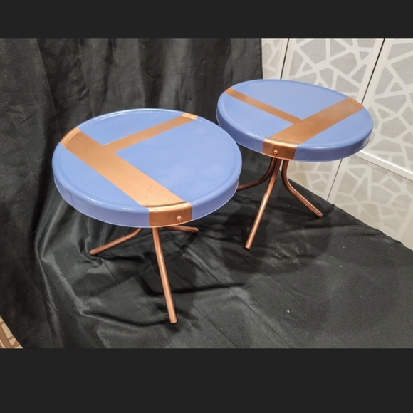2 Painted Side Tables, Indoor/Outdoor, Patio, MCM - Mid Century Modern - Picture 3 of 9